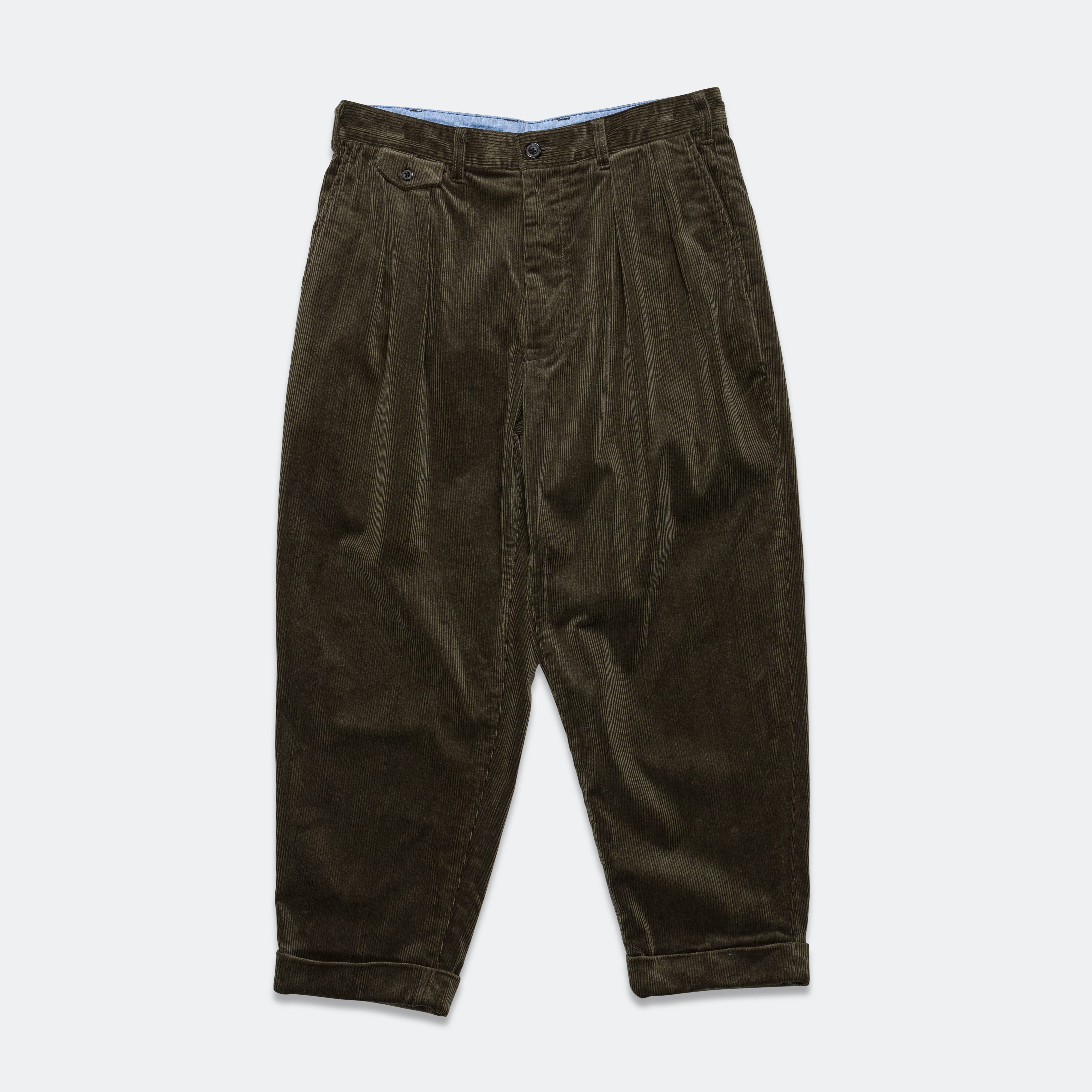 2 Pleats Trousers Corduroy - Dark Green