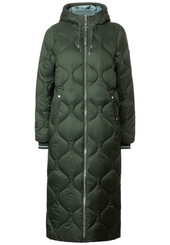 201881-Long Padded Green Coat - Street One