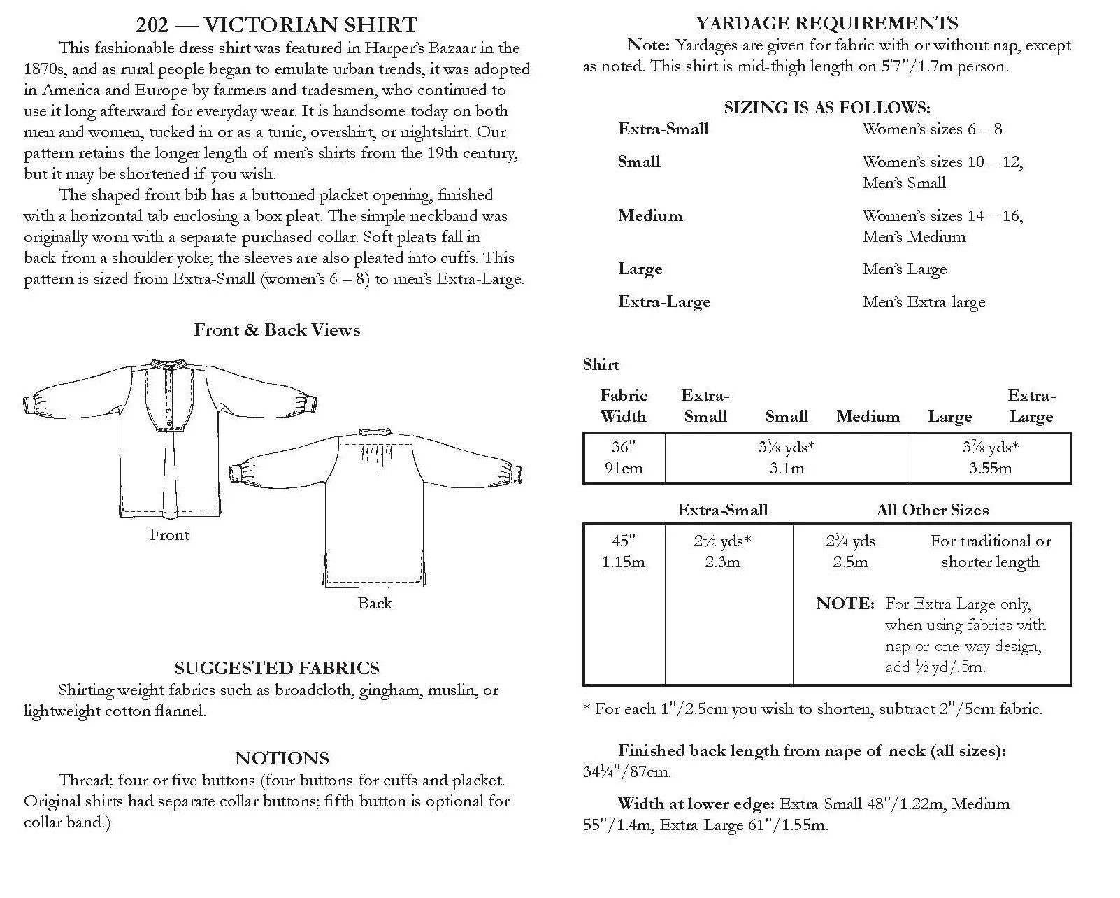 202 Victorian Shirt - PDF