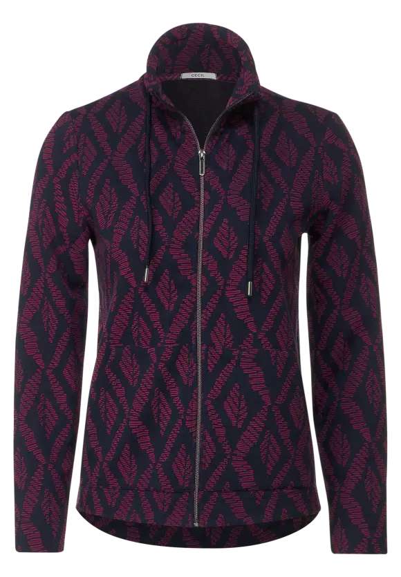 320235- Pink/Navy Printed Zip Up- Street One