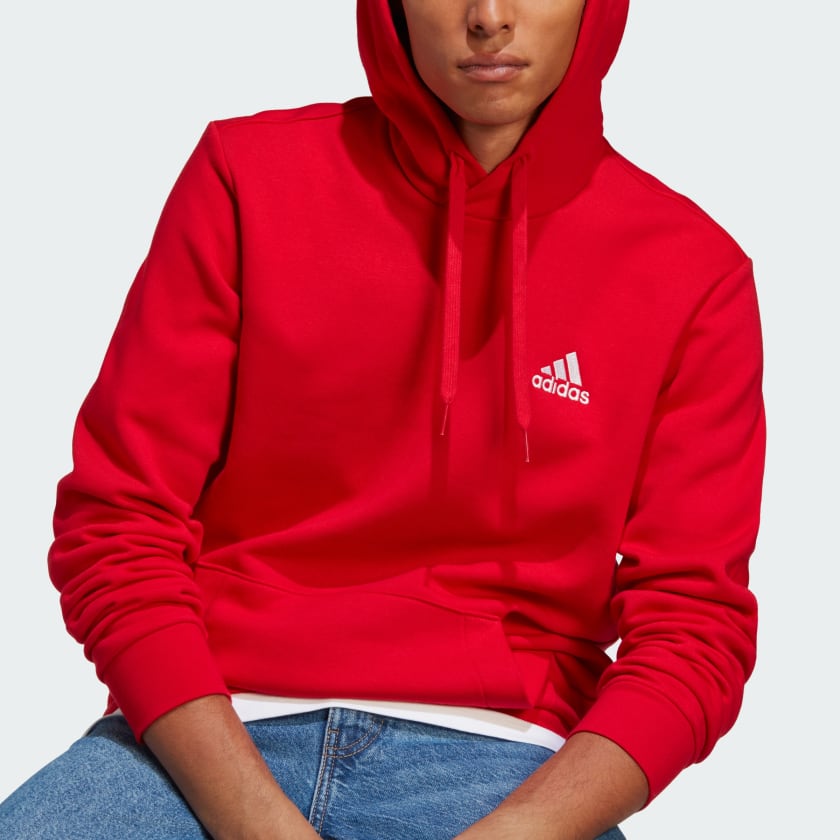 ADIDAS MEN'S FEELCOZY RED HOODIE