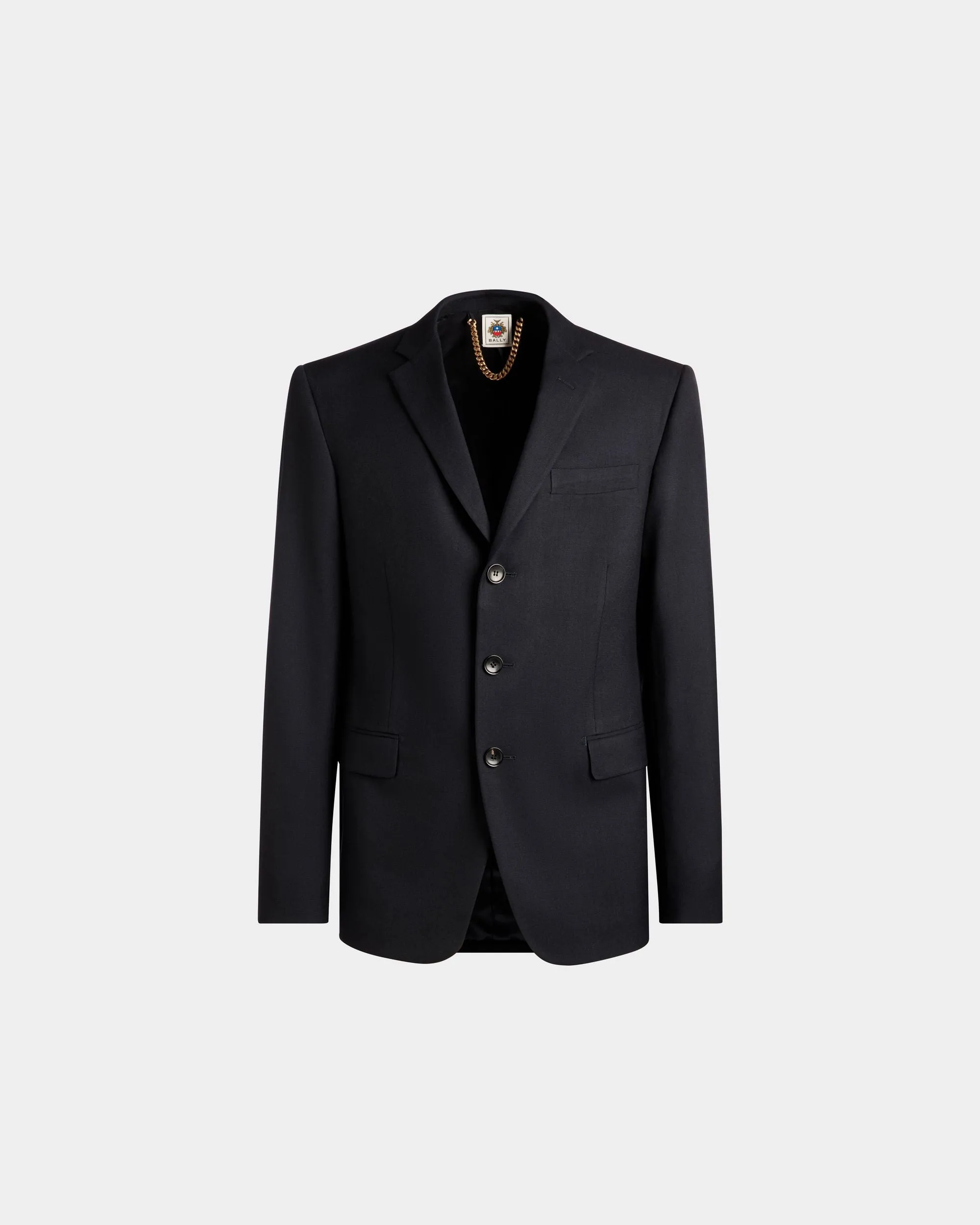 Adrien Brody Travel Collection Single-Breasted Blazer In Navy Blue Wool 