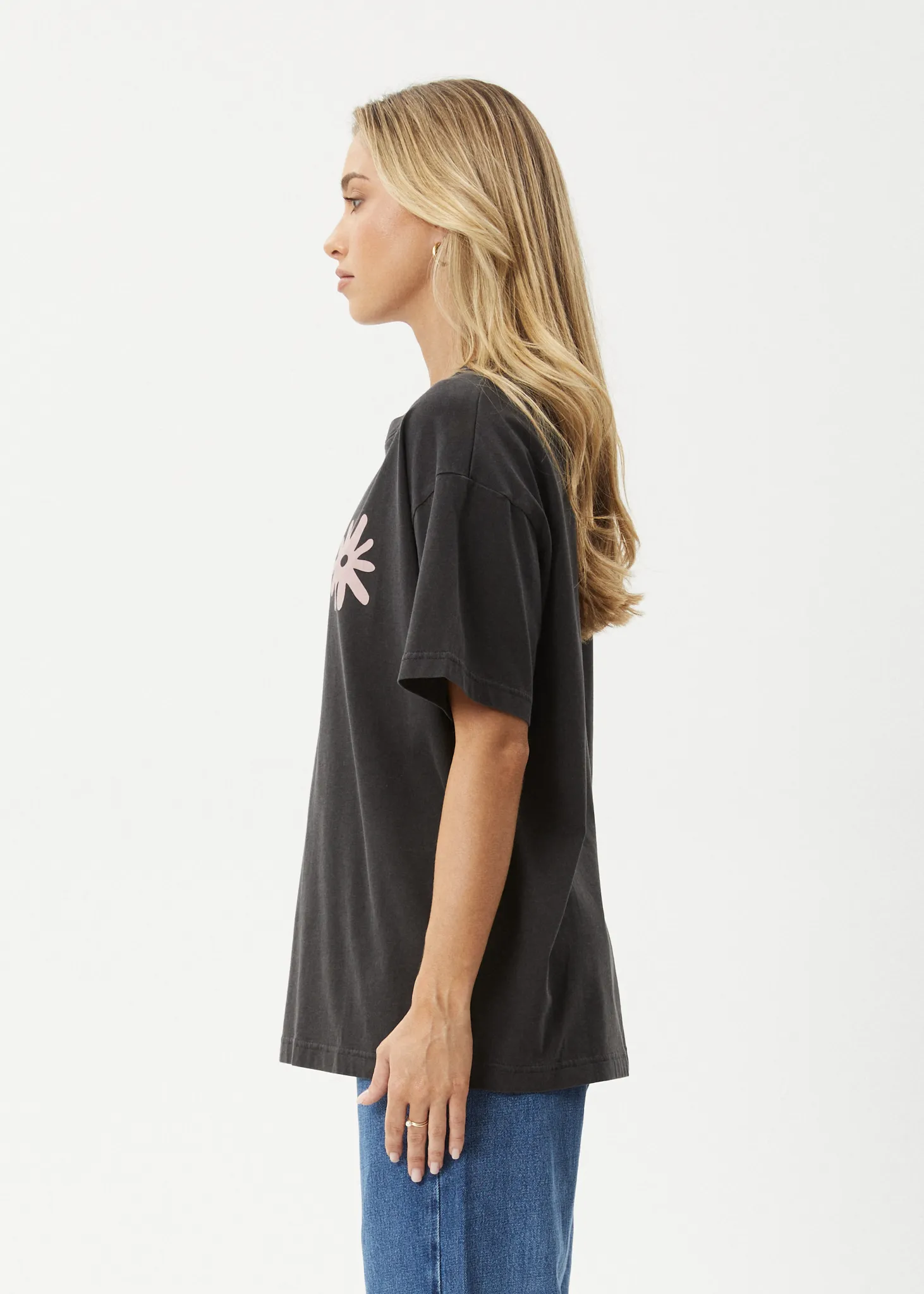 AFENDS Womens Adi - Oversized Tee - Stone Black