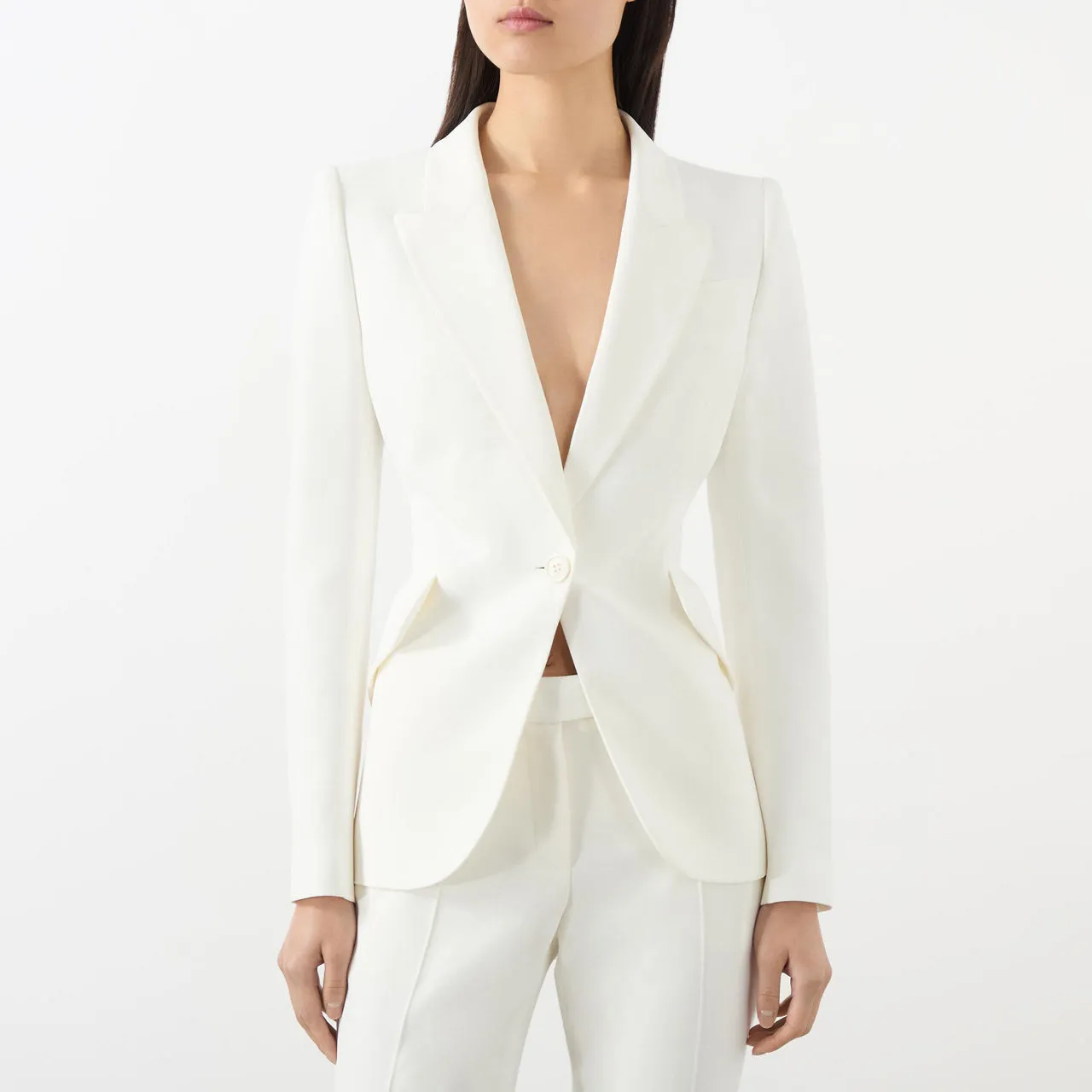 ALEXANDER MCQUEEN Peak Single-Breasted Blazer - Ivory