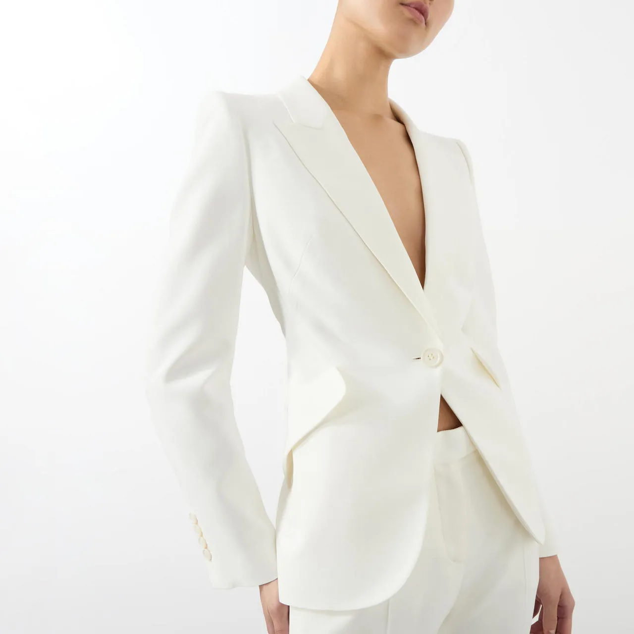 ALEXANDER MCQUEEN Peak Single-Breasted Blazer - Ivory