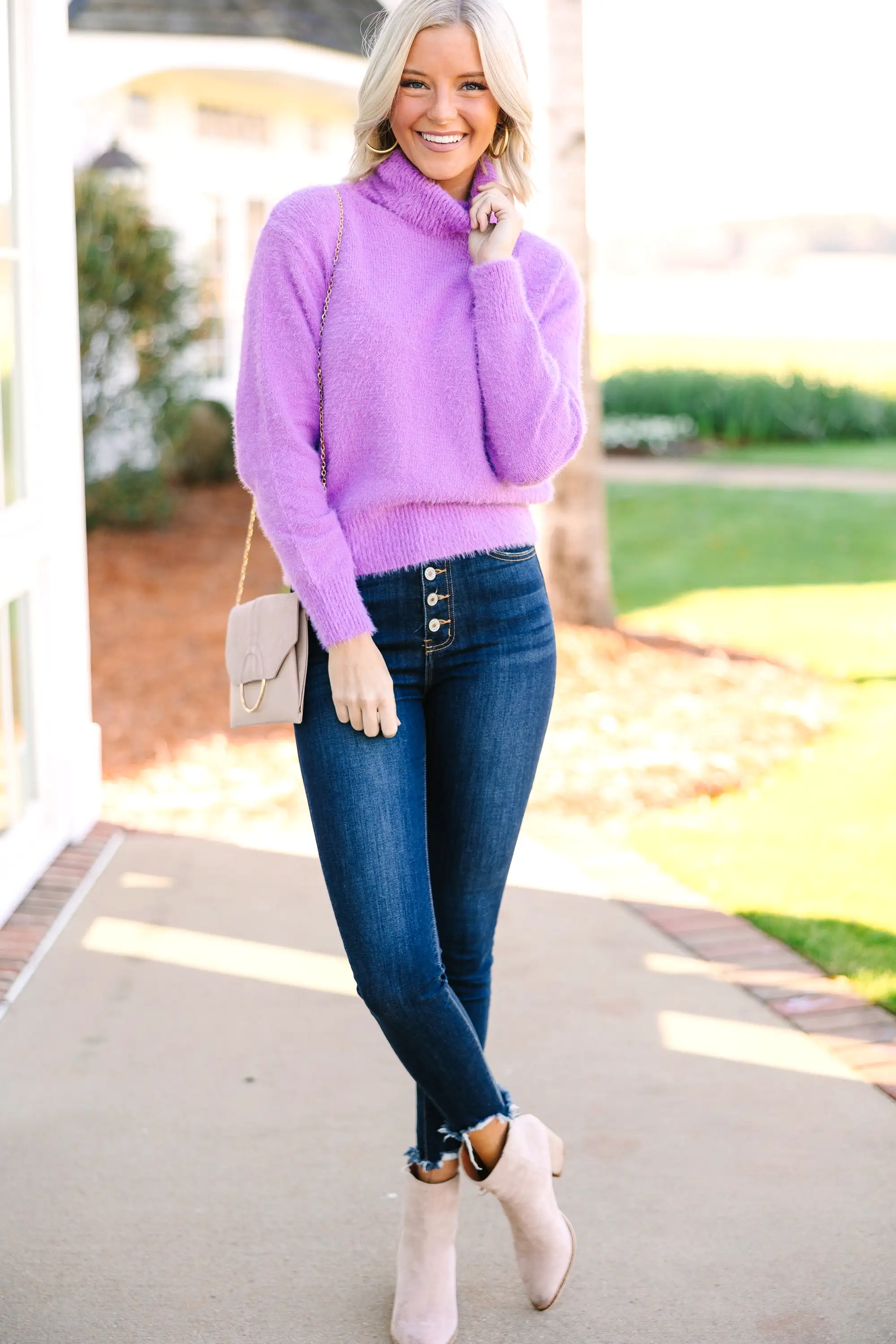 All A Dream Orchid Purple Turtleneck Sweater