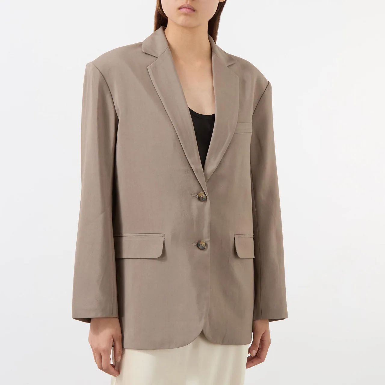 ANINE BING Quinn Single-Breasted Blazer - Taupe