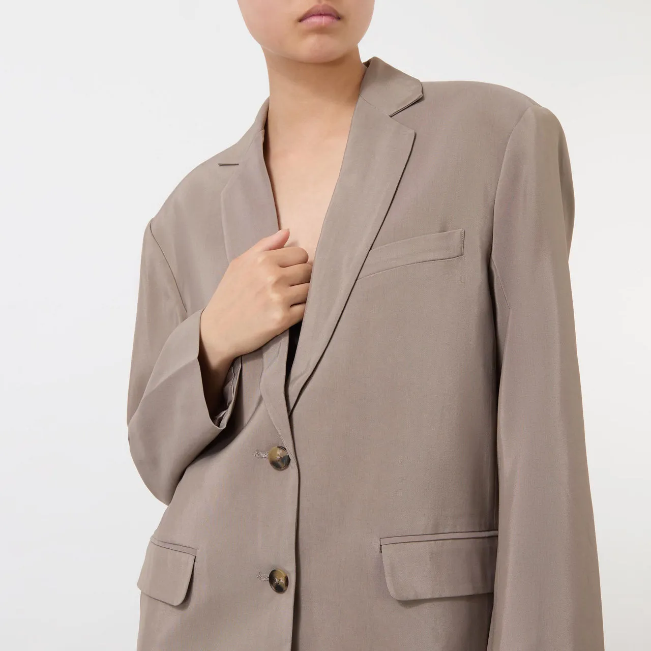 ANINE BING Quinn Single-Breasted Blazer - Taupe