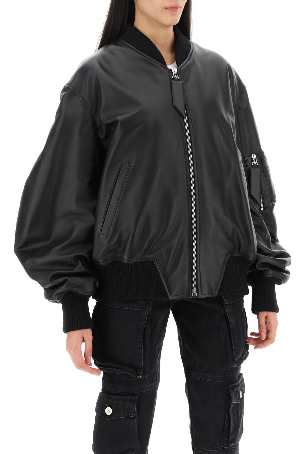 Anja Leather Bomber Jacket