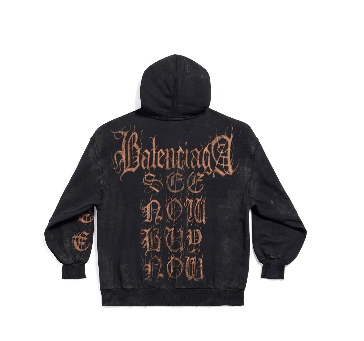 BALENCIAGA  |Heavy Metal Zip-up Hoodie Small Fit in Black Faded