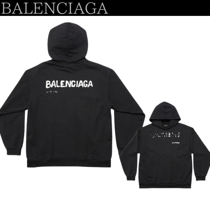 BALENCIAGA  |Men's Hand Drawn Balenciaga Hoodie Medium Fit in Black