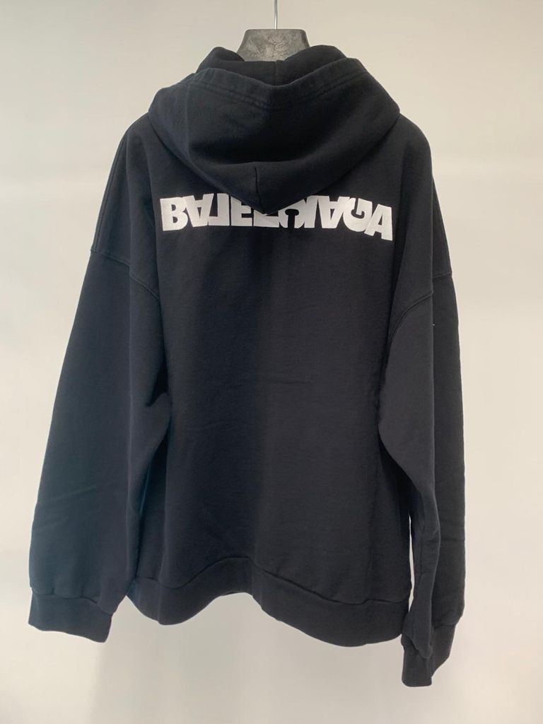 BALENCIAGA  |Men's turn wide fit zip-up hoodie in black