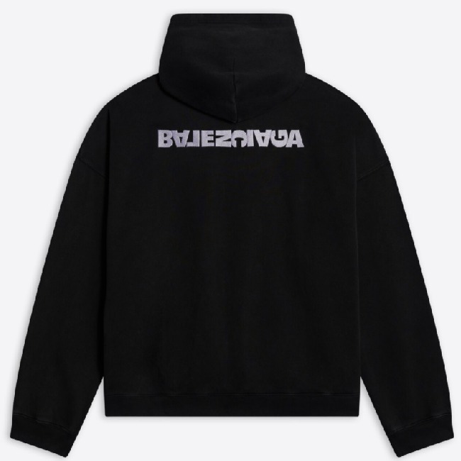 BALENCIAGA  |Men's turn wide fit zip-up hoodie in black