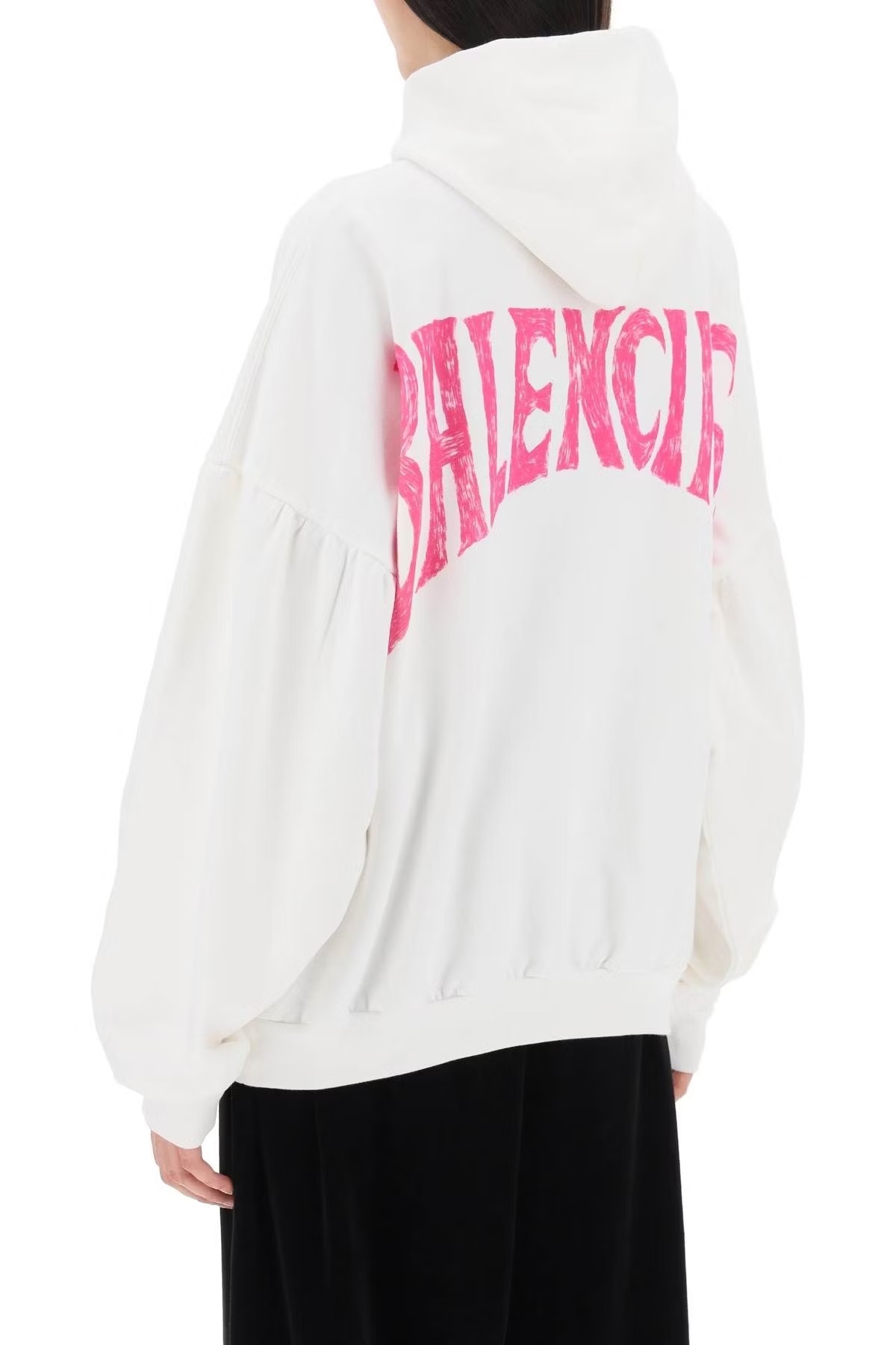 BALENCIAGA  |Paris Tropical Round Hoodie Oversized in White/pink