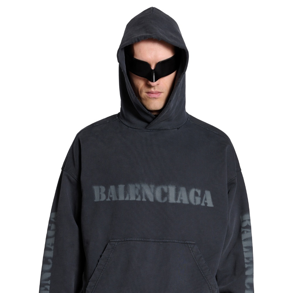 BALENCIAGA  |Stencil Type Hoodie Medium Fit in Black