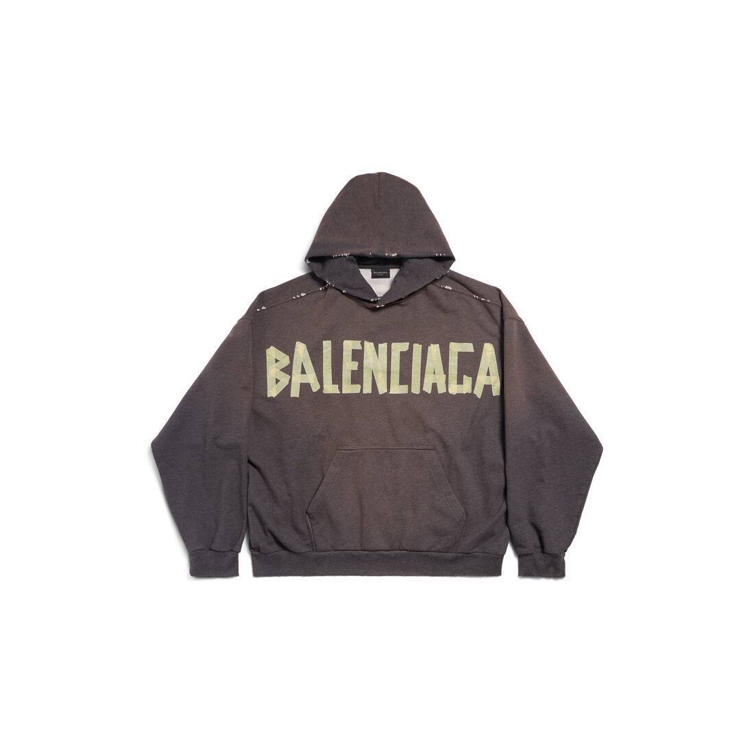 BALENCIAGA  |Tape Type Ripped Pocket Hoodie Large Fit in Dark Green