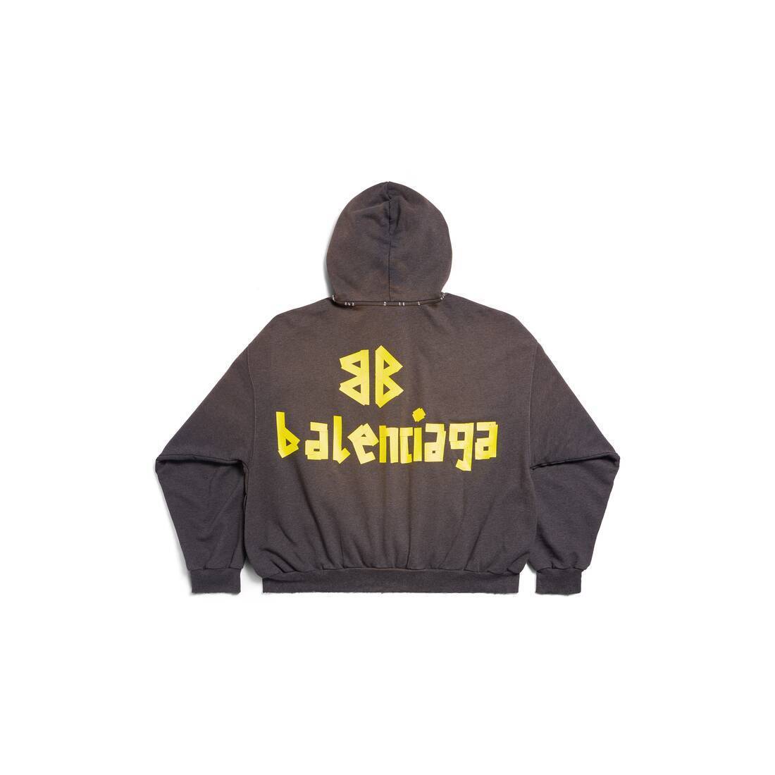 BALENCIAGA  |Tape Type Ripped Pocket Hoodie Large Fit in Dark Green