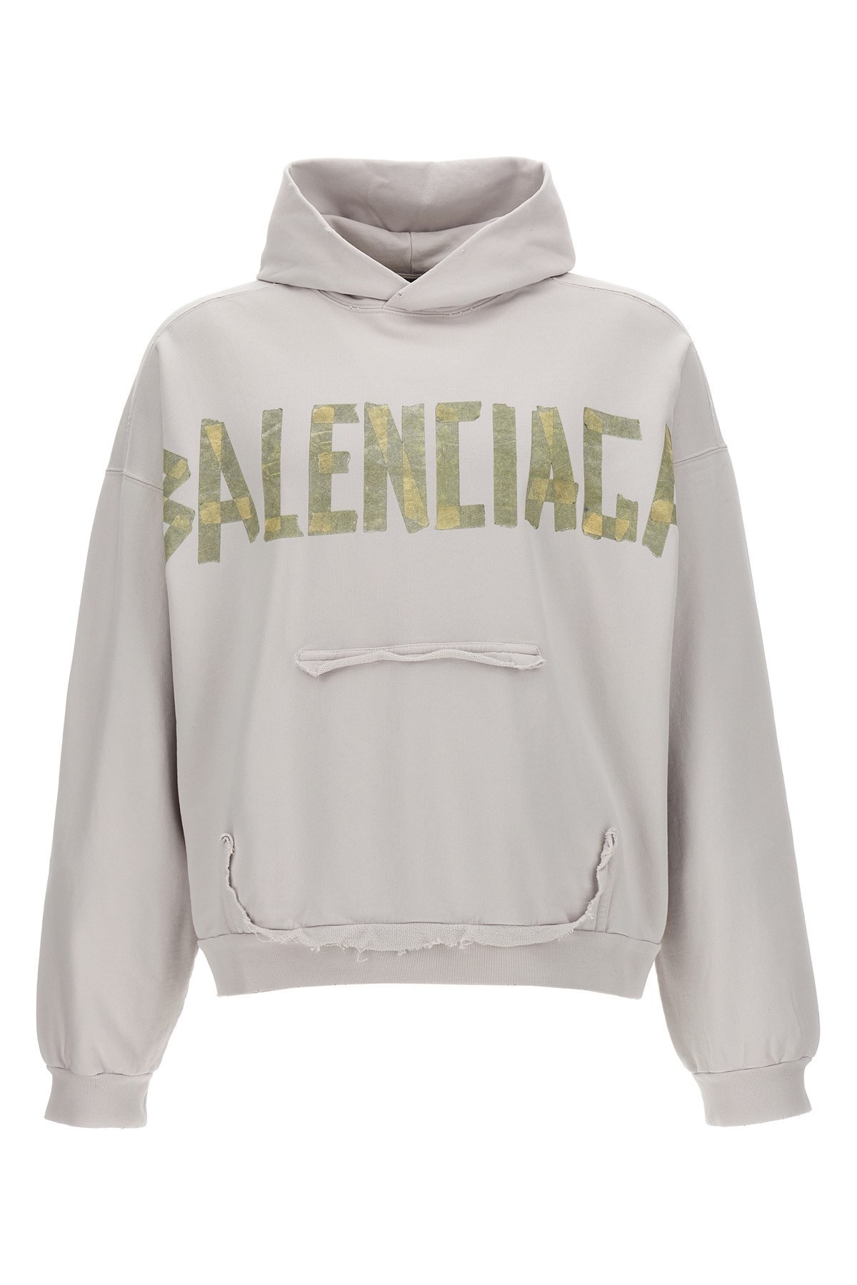 BALENCIAGA  |Tape Type Ripped Pocket Hoodie Large Fit in White