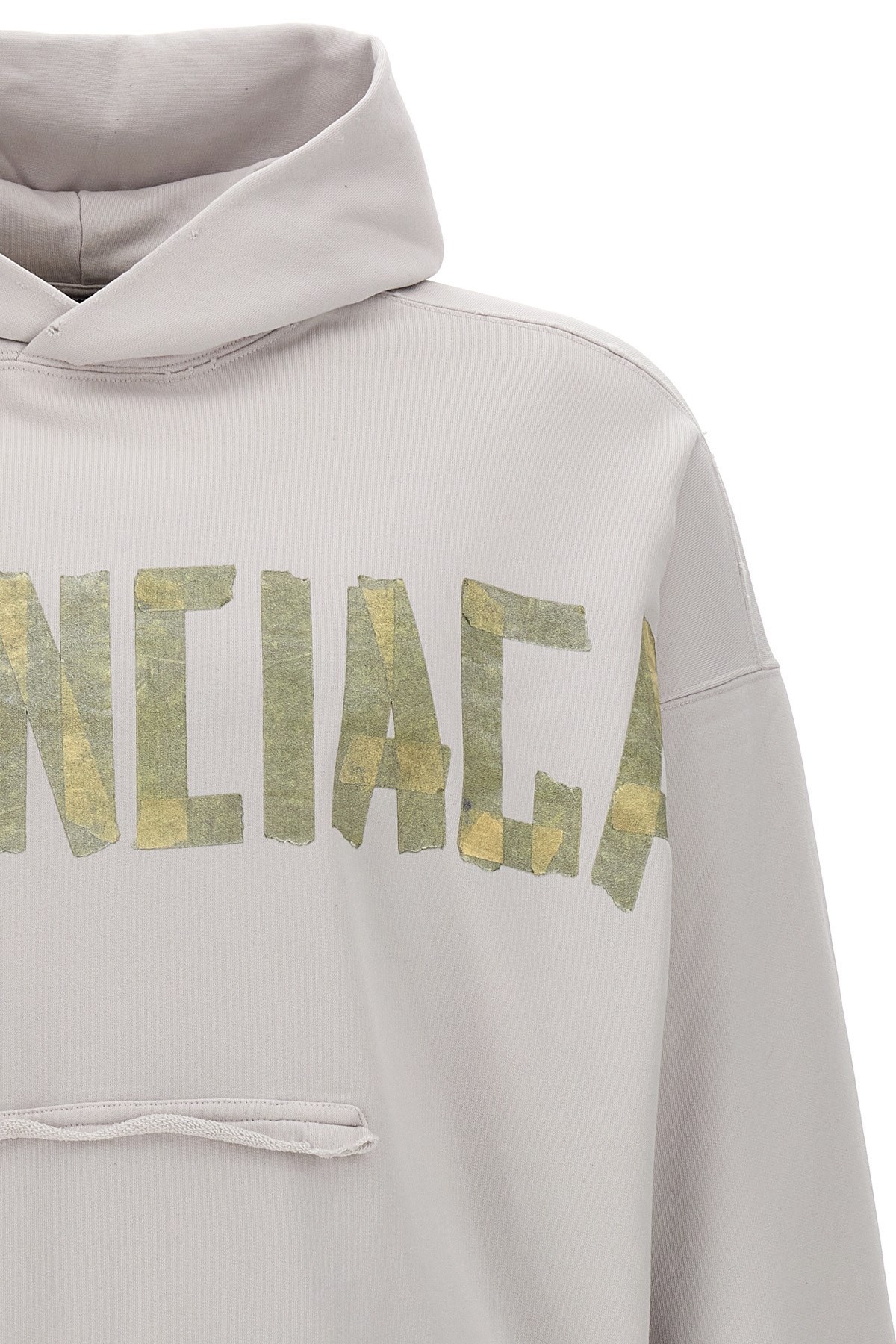 BALENCIAGA  |Tape Type Ripped Pocket Hoodie Large Fit in White