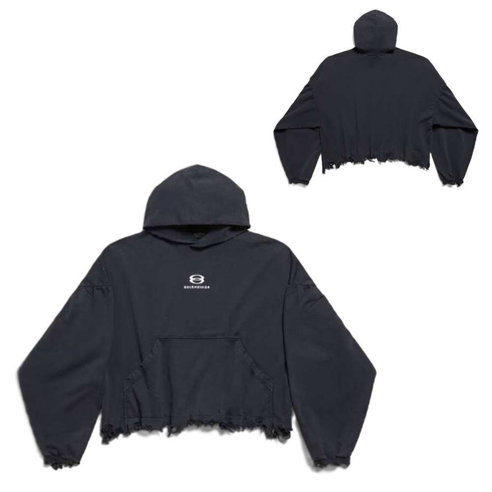 BALENCIAGA  |Unity Sports Icon Cropped Hoodie Oversized in Black/white