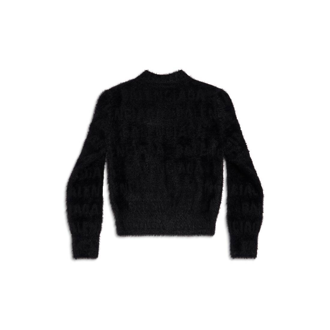 BALENCIAGA  |Women's Bal Horizontal Allover Furry Fitted Sweater in Black