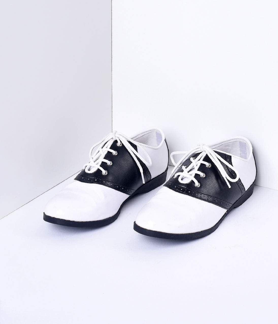 Black & White Classic Lace Up Saddle Shoes