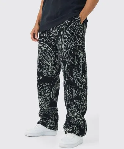 boohoo Mens Relaxed Fit Borg Paisley Sweatpant