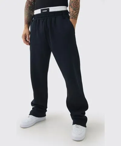 boohoo Mens Relaxed Fit Double Waistband Sweatpant