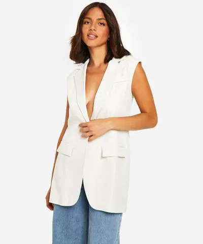 boohoo Womens Longline Sleeveless Blazer