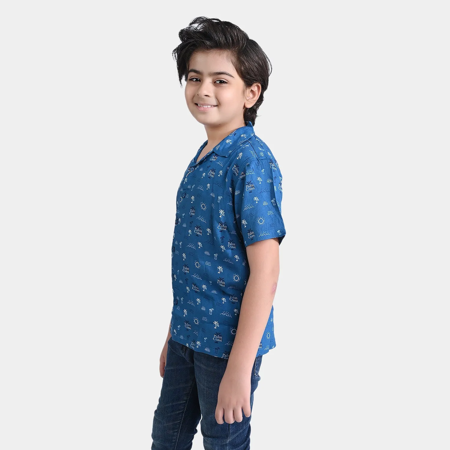 Boys Viscose Casual Shirt (Palm coast)-Blue