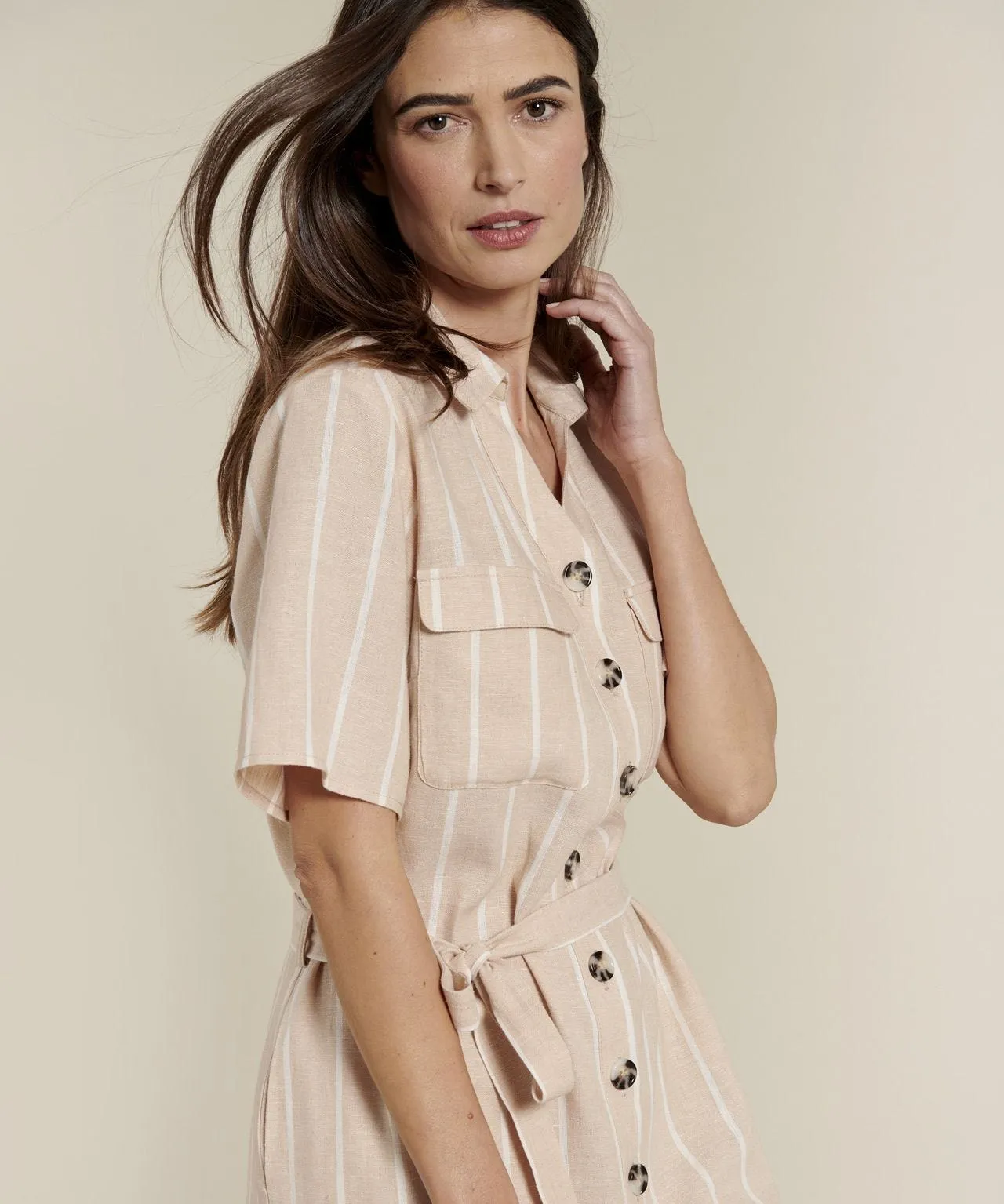 Button-through Linen Rich Dress