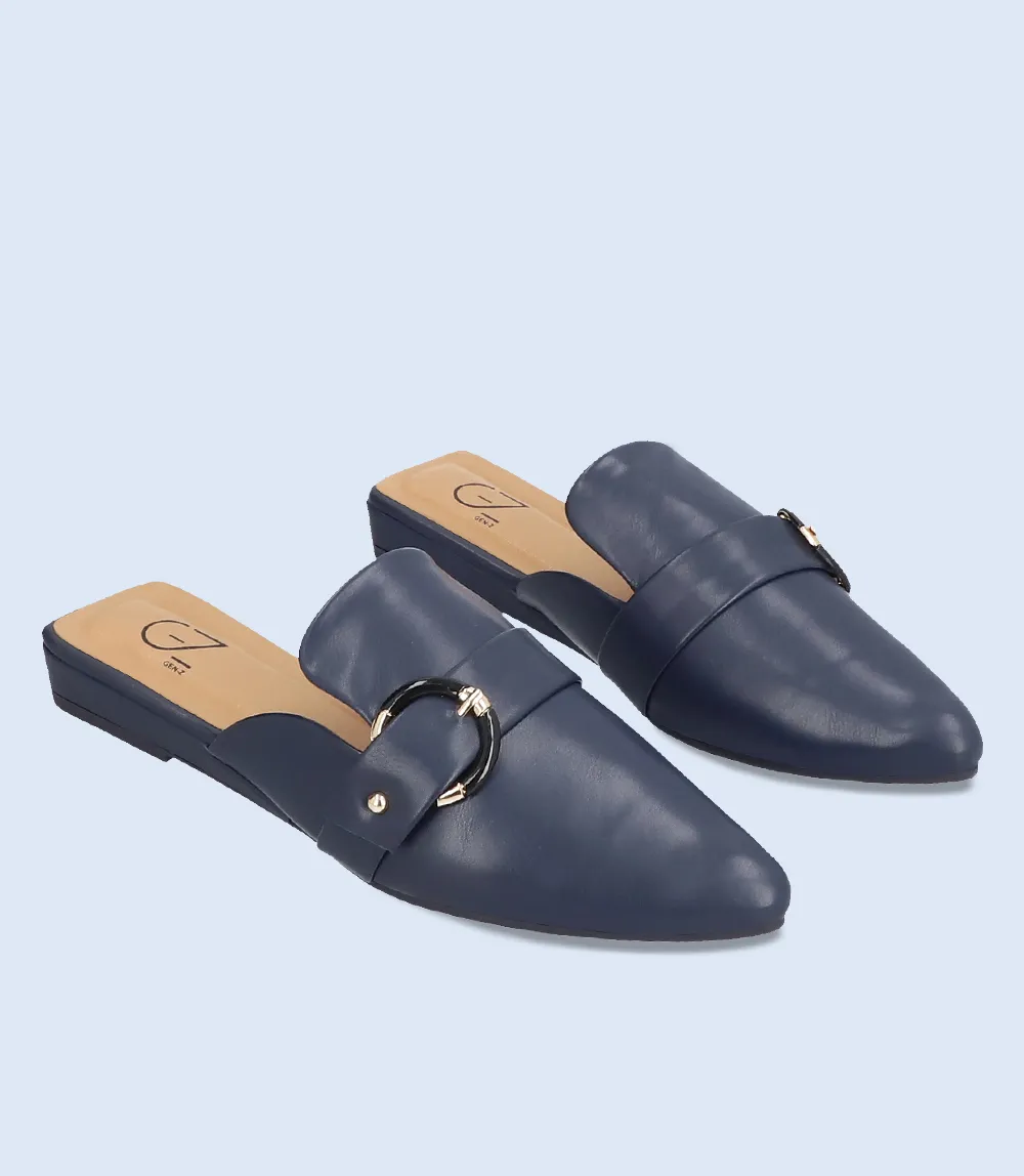 BW8161-NAVY-Women Casual Mules