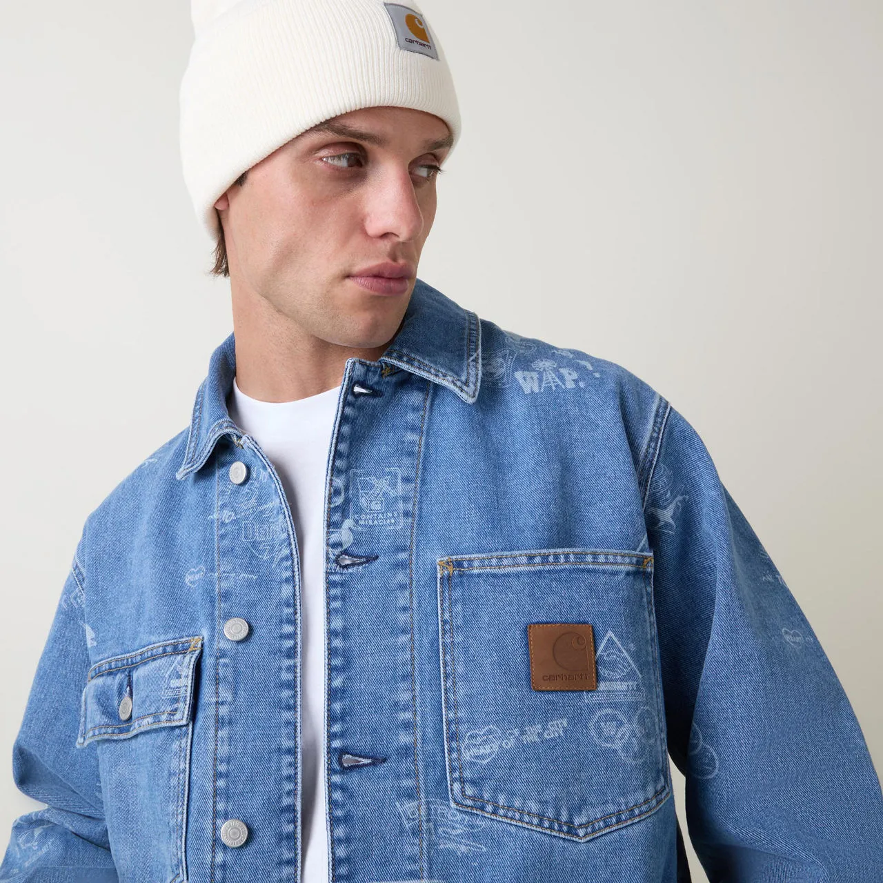 CARHARTT WIP Stamp Print Denim Jacket - Blue