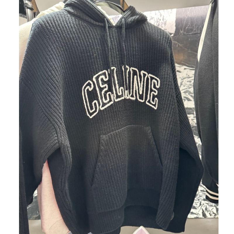 CELINE  |celine hooded sweater in ribbed wool