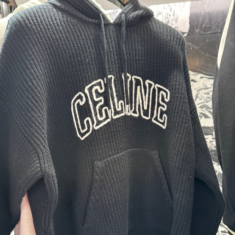 CELINE  |celine hooded sweater in ribbed wool