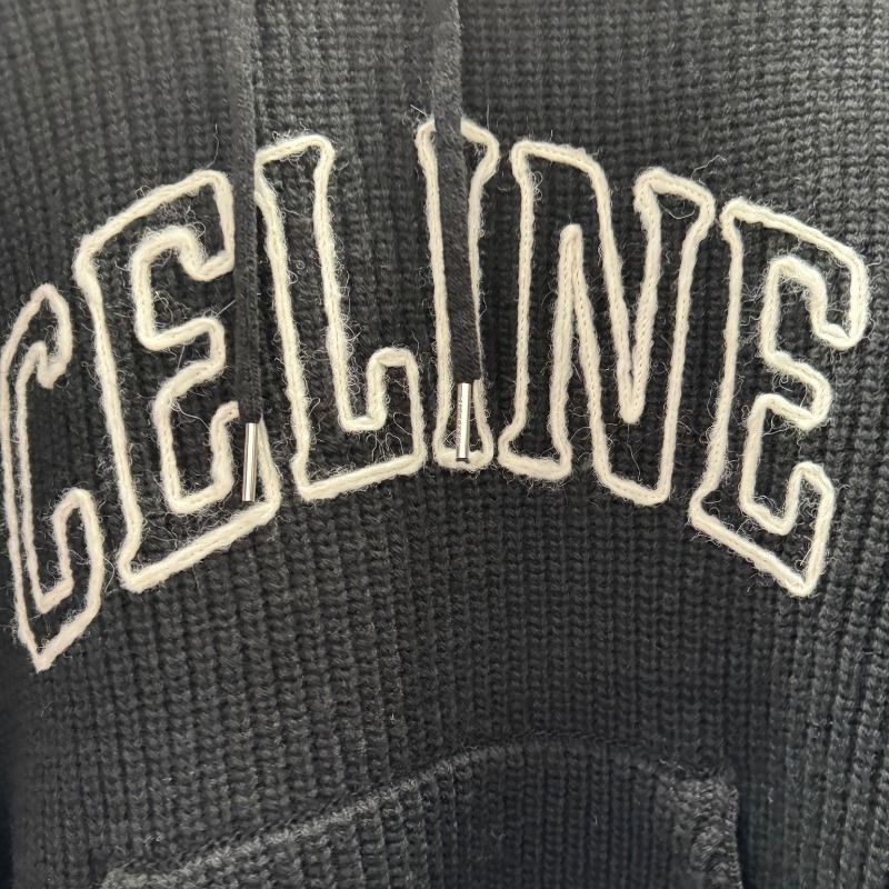 CELINE  |celine hooded sweater in ribbed wool