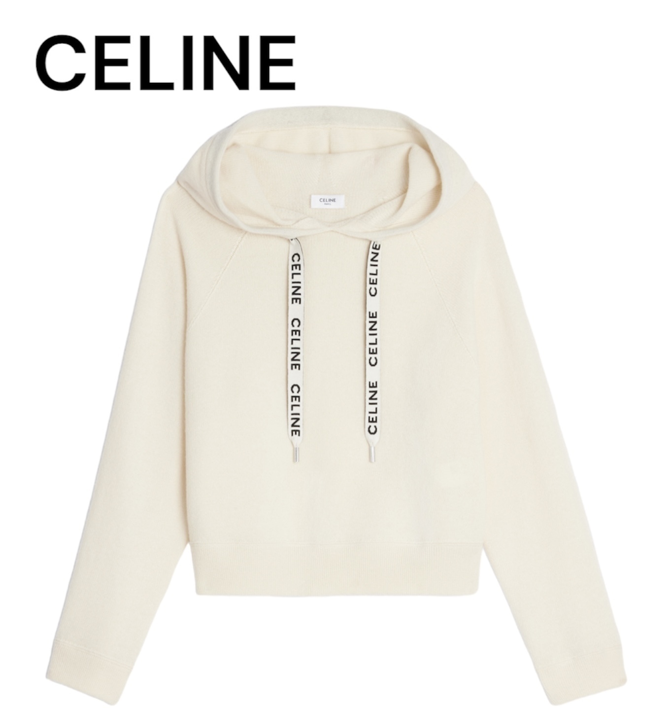 CELINE  |CROPPED SWEATER WITH HOOD IN WOOL AND CASHMERE