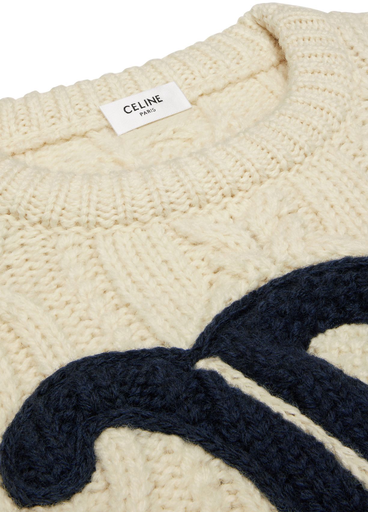 CELINE  |triomphe crew neck sweater in aran wool