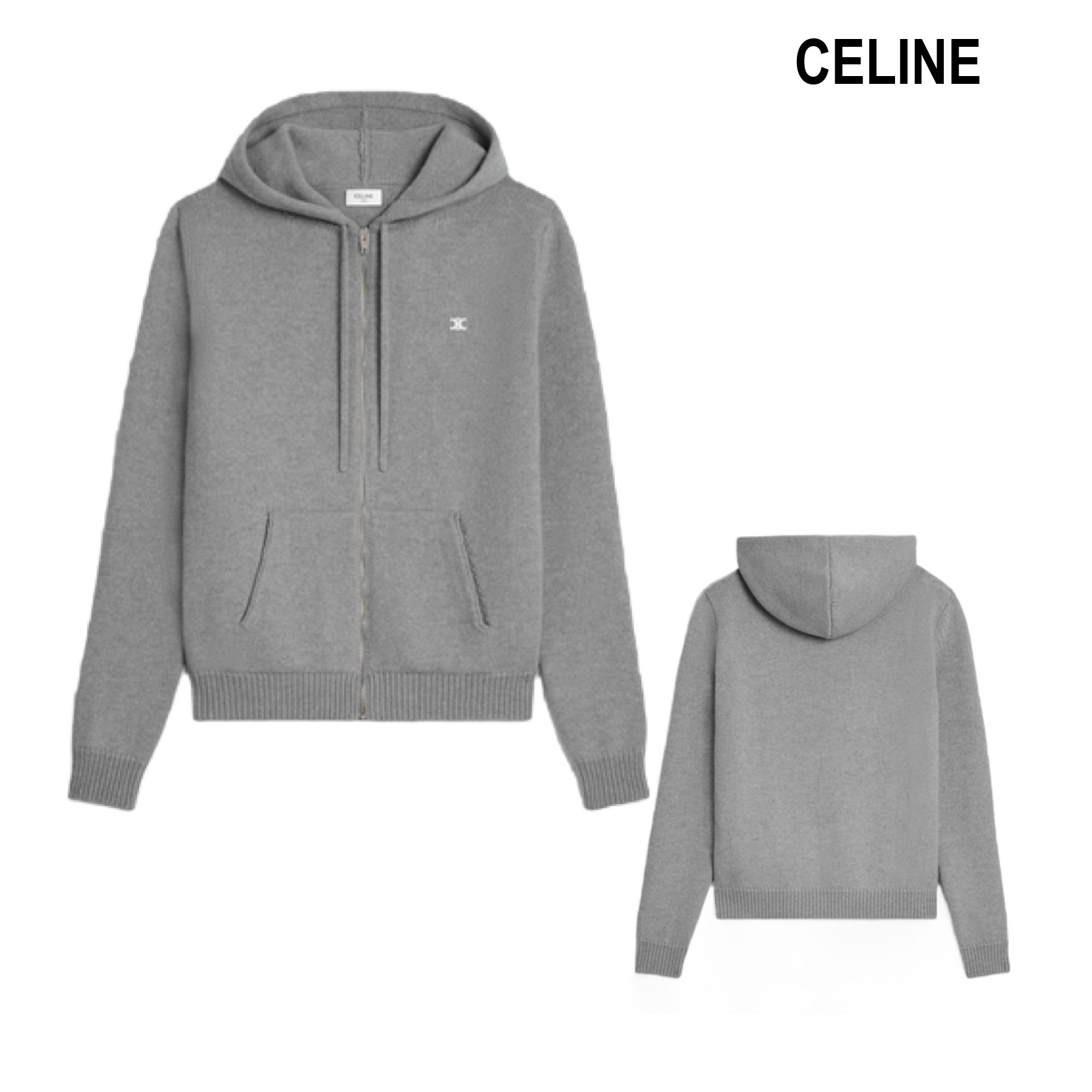 CELINE  |triomphe hooded sweater in wool and cashmere