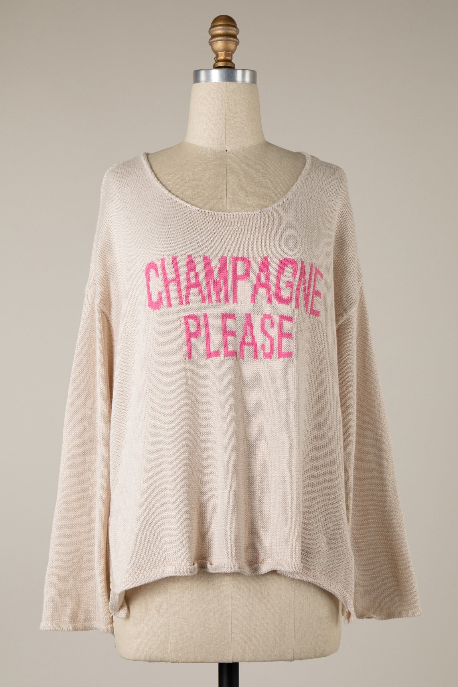 Champagne Please Light Weight Knit Sweater