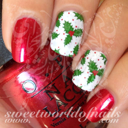 Christmas Nail Art Holly Water Full Wraps Transfers