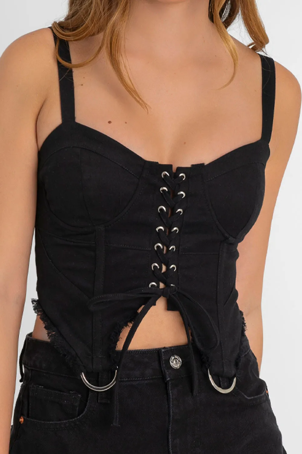 Corset con tirantes lazado frontal con argollas