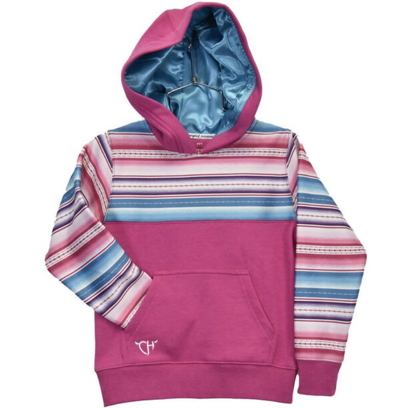 COWGIRL HARDWARE SERAPE YOKE FLEECE HOODY - PINK