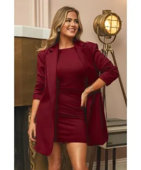 Cupshe x JoJo Red Wine Longline Blazer