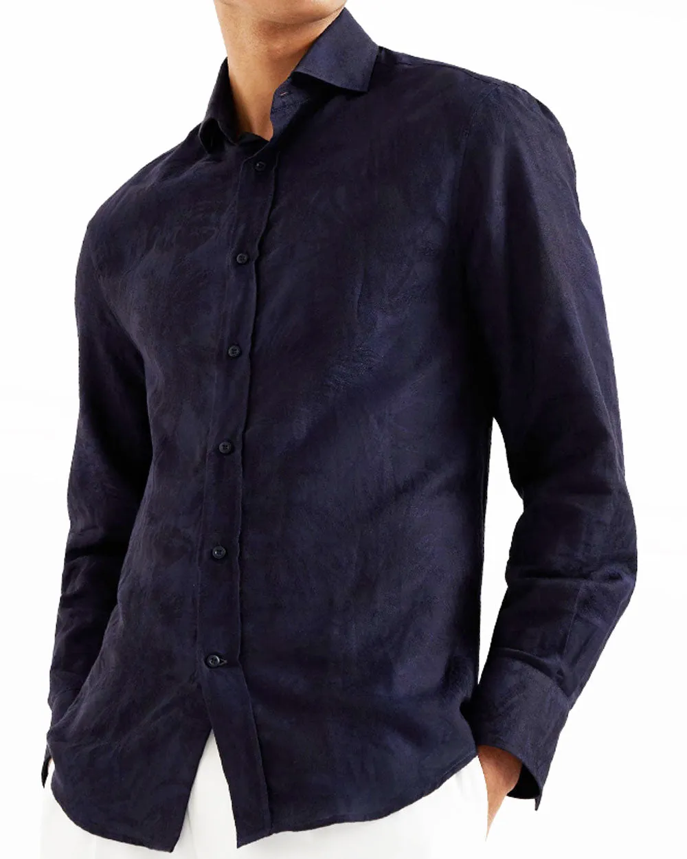 Dark Navy Floral Sportshirt