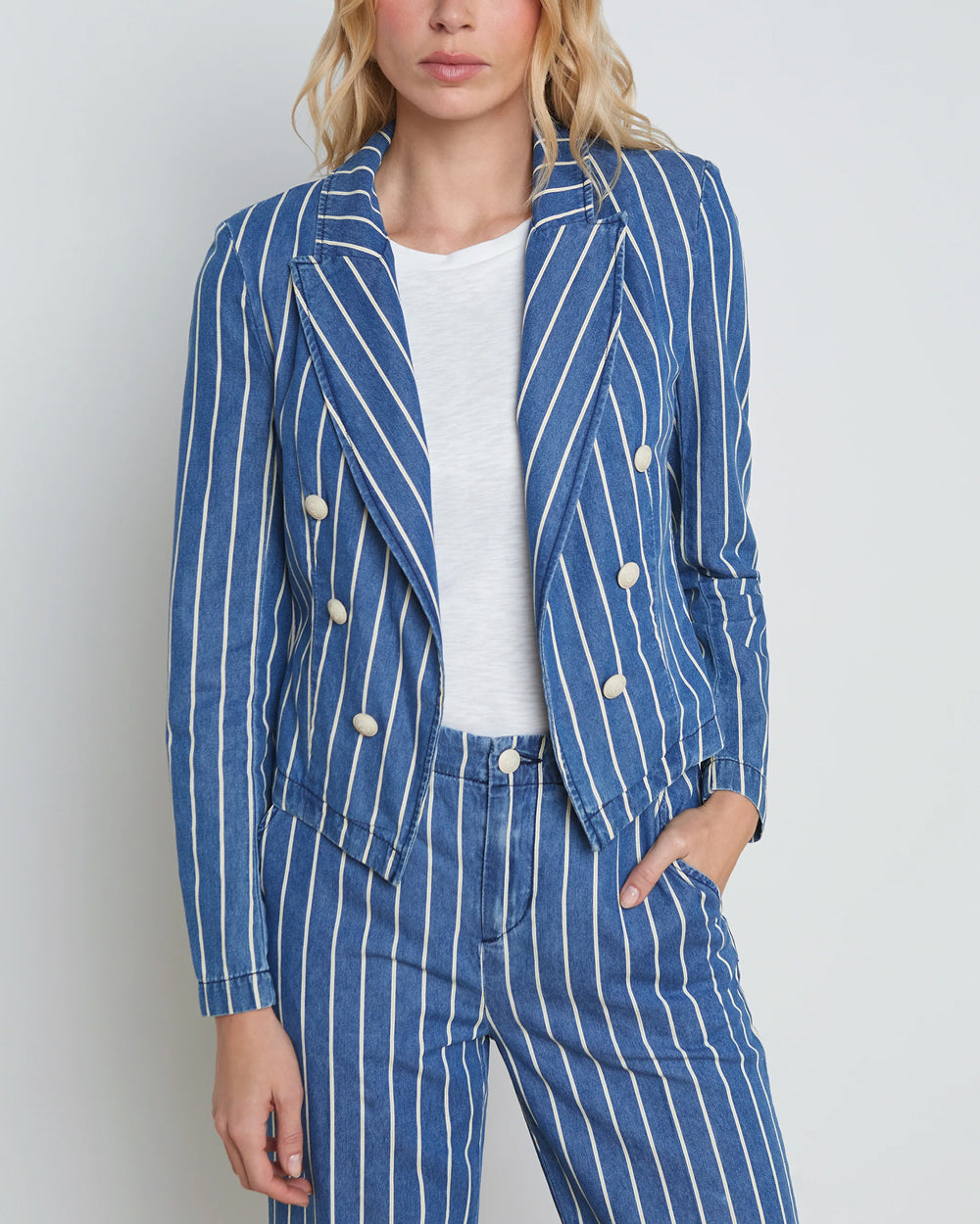 Denim Stripe Wayne Crop Jacket