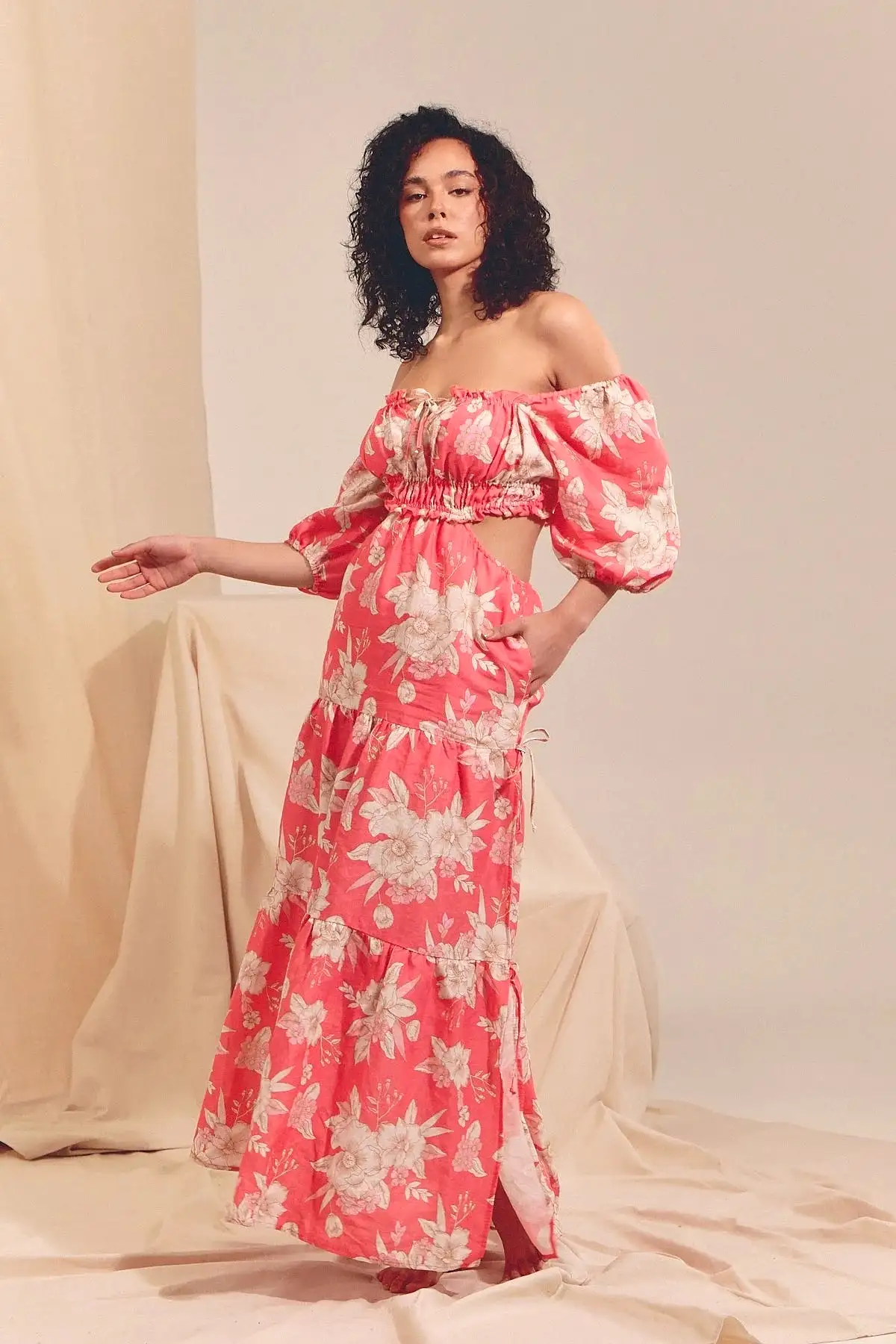 Eden Linen Maxi Dress - Hawaii Rose Collection