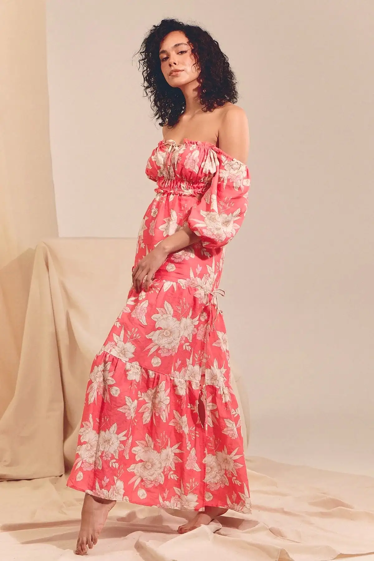 Eden Linen Maxi Dress - Hawaii Rose Collection