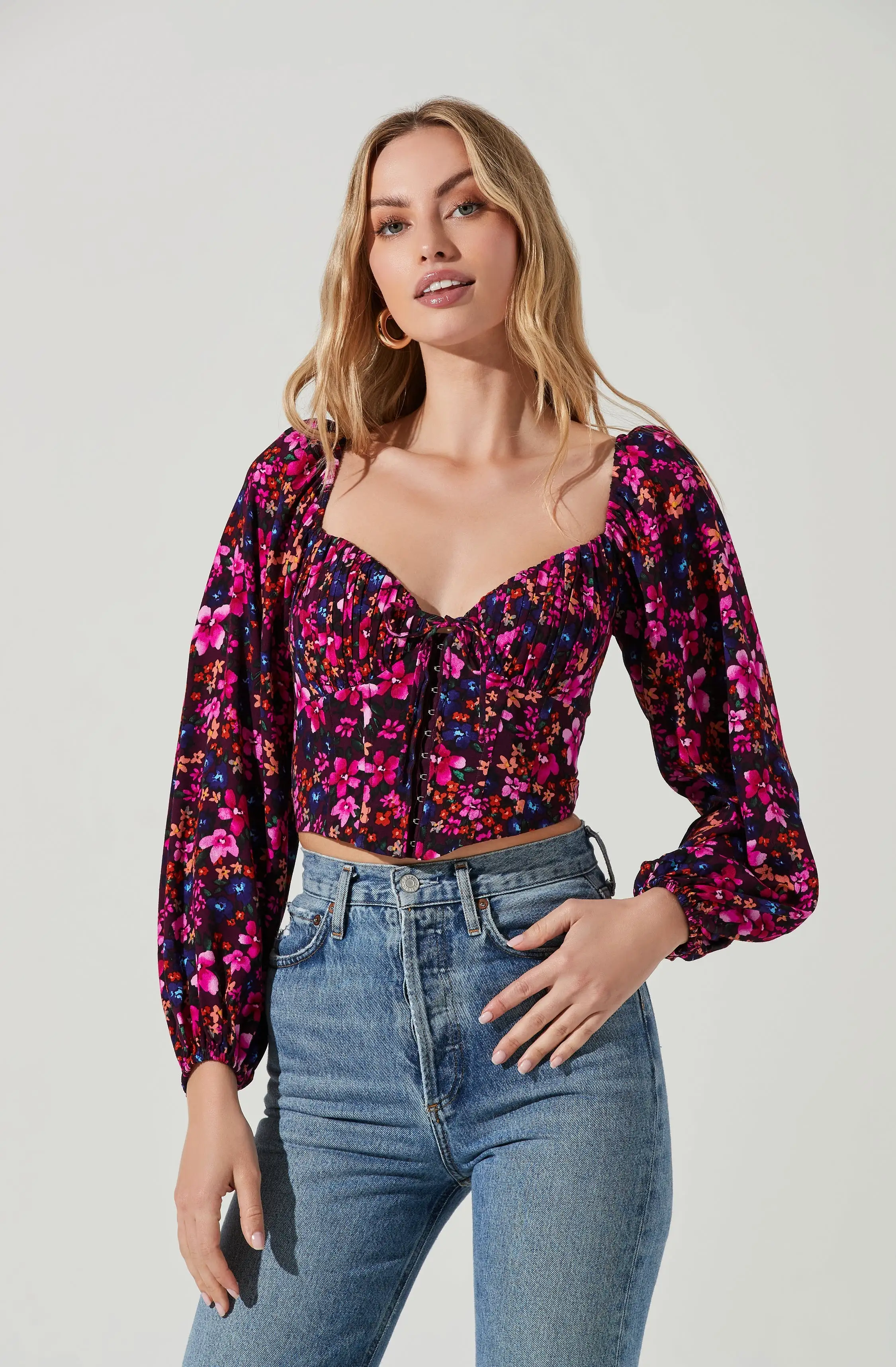 Edwina Floral Corset Long Sleeve Top