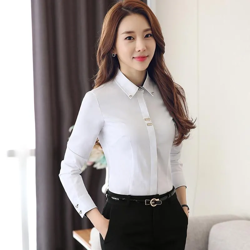 Elegant Female Casual Long Sleeve Turn-down Collar Autumn Blouse Shirt